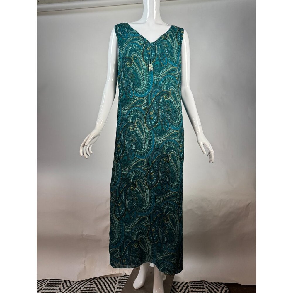 Vintage Artistry Sleeveless Paisley Maxi Dress By Kathie Lee Collection Medium T